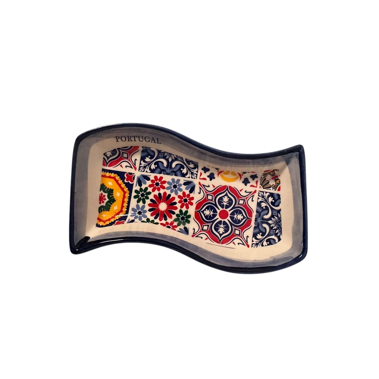 Portugal Hand Painted Pottery Olive Tray Rectangle Shape - Ceramic Serving Tray for Olives Sauces Salad Made In Portugal