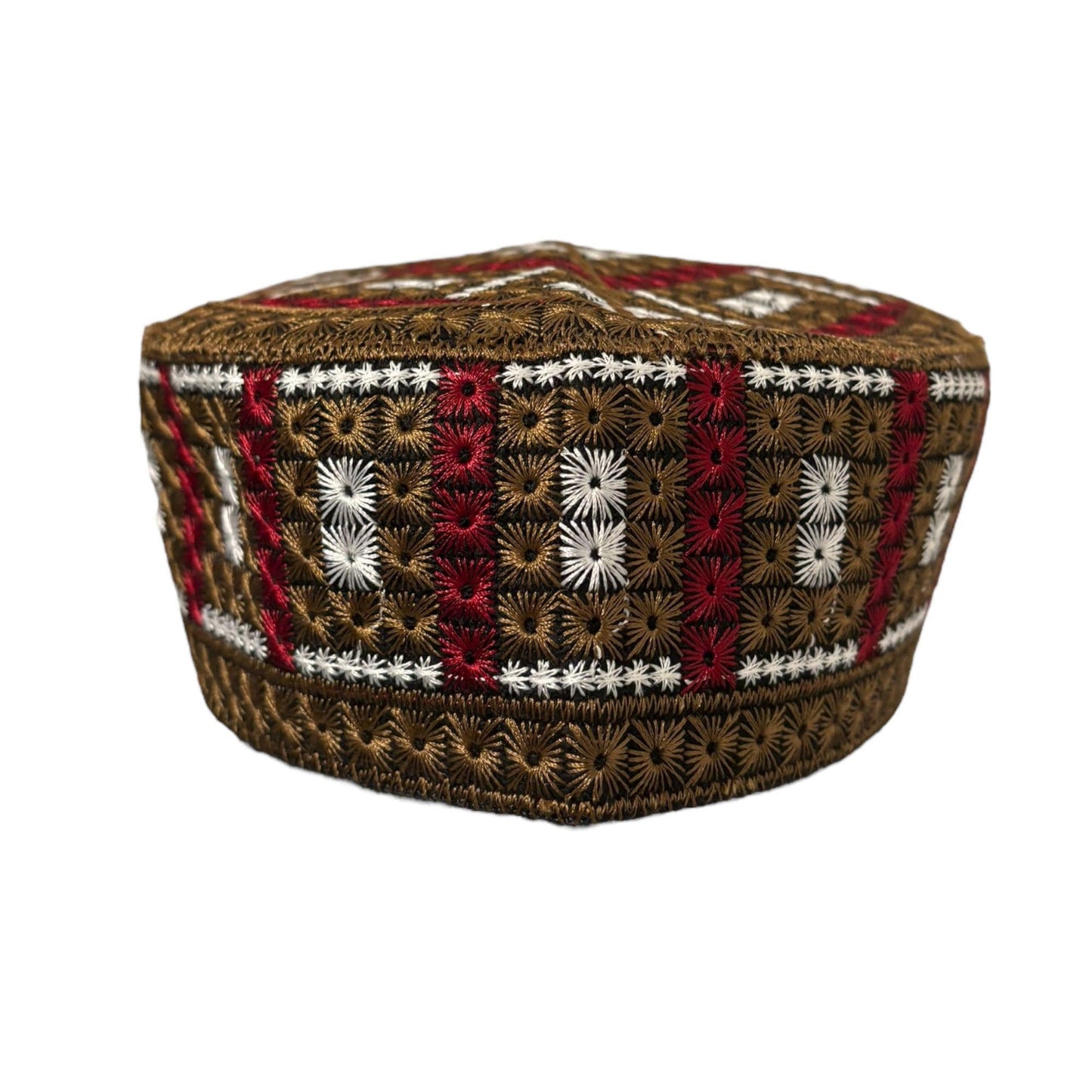Turkish Kufi Sufi Artist Sindhi Balochi Topi - Trendy Colorful Topi - Handmade Embroidery Round Hat with Tiny Holes (Size 58 cm)