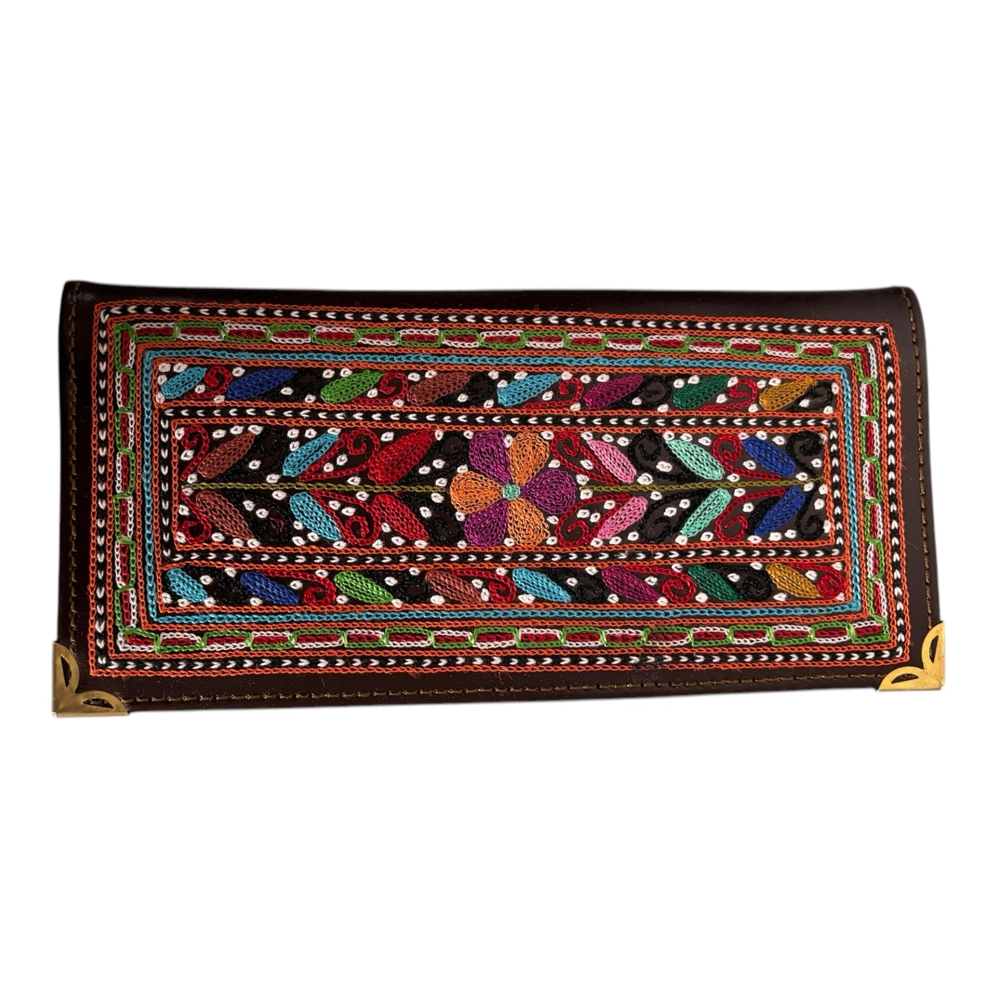 Authentic Balochi Sindhi Handmade Embroidered Mirror Work Leather Clutch Bag Wallets Beautiful Souvenir from Pakistan