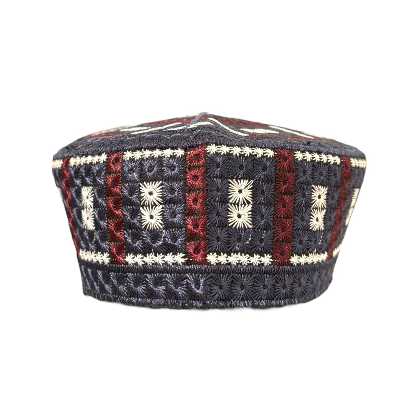 Turkish Kufi Sufi Artist Sindhi Balochi Topi - Trendy Colorful Topi - Handmade Embroidery Round Hat with Tiny Holes (Size 58 cm)