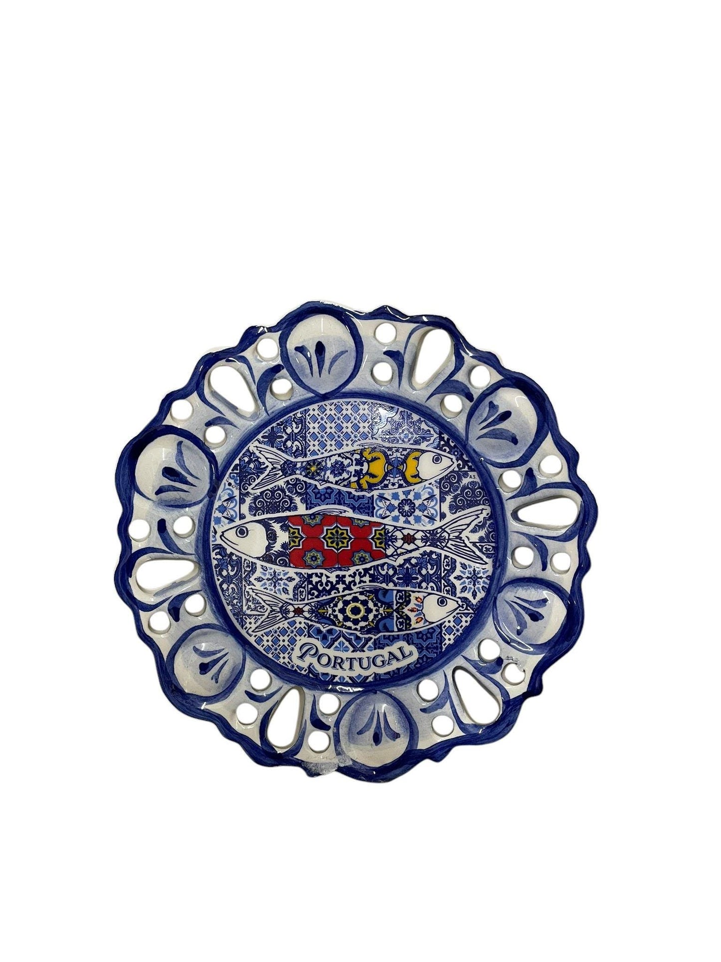 Portugal Azulejos Hand Painted Round Ceramic Plate Wall Decor Hanging Portugese Azulejoes Pottery Beautiful Gift from Portugal