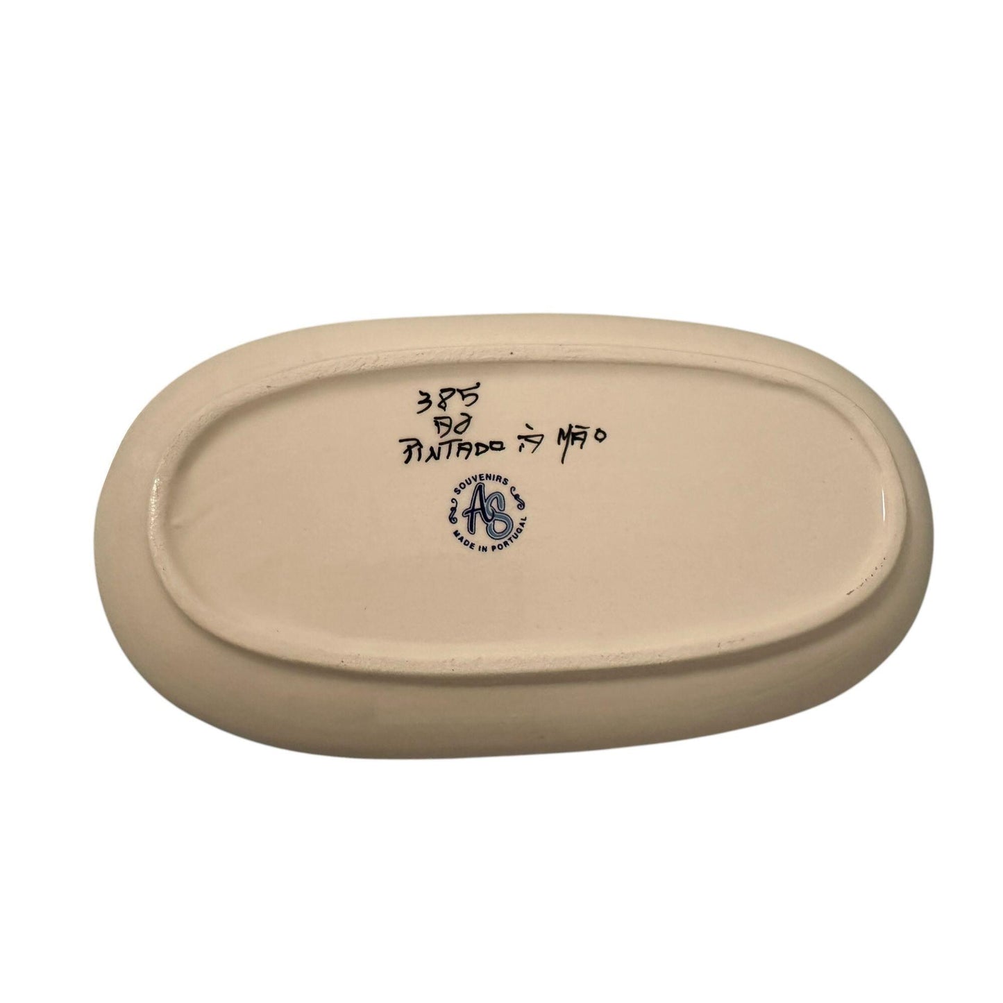 Portugal Hand Painted Pottery Round Shape 7 x 3.7 Inches - Ceramic Serving Tray for Olives Sauces Beautiful Gift Made In Portugal