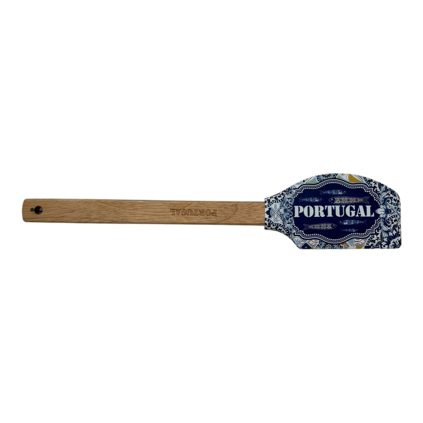 Portugal Azulejo Pattern Silicone Spatula: Wooden Handle Kitchen Decor