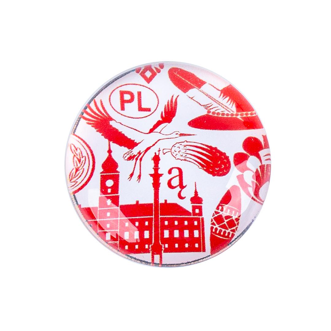 Round Glass & Ceramic Fridge Magnets Folk Patterns from Poland