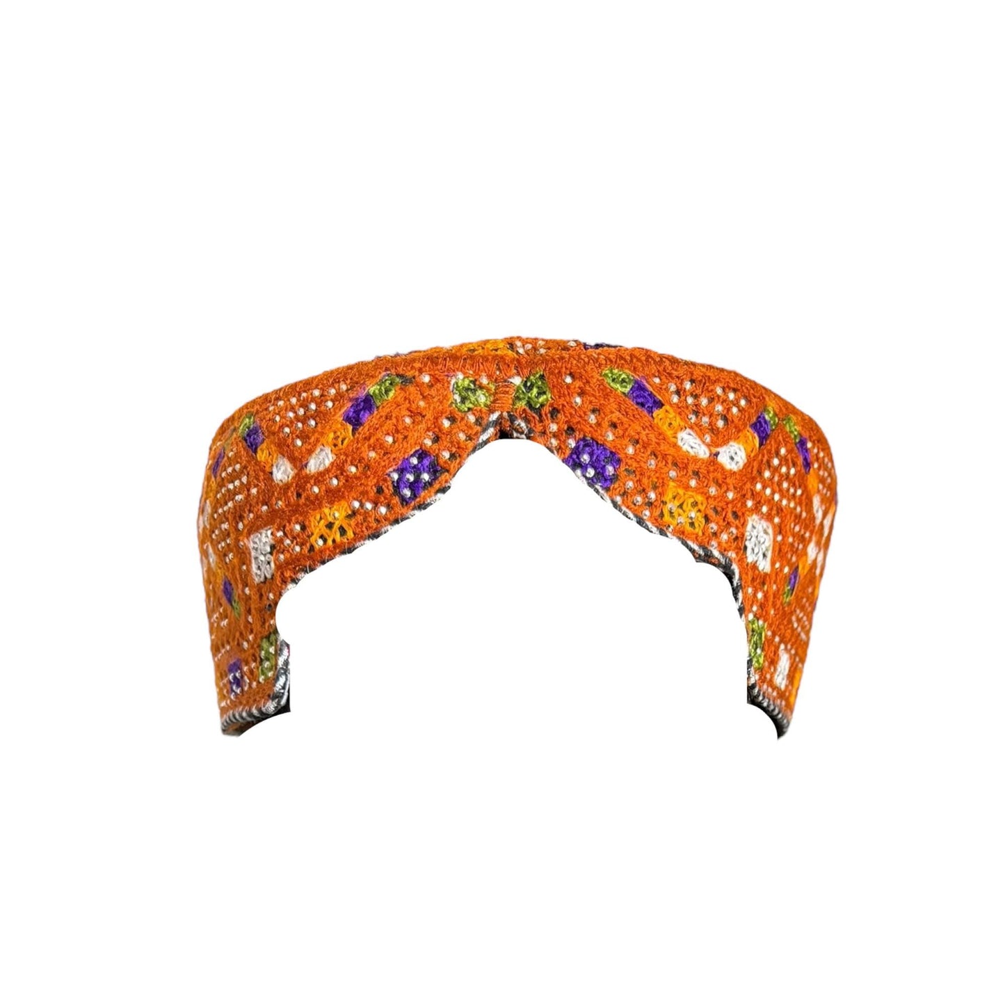 Sindhi Kufi Sufi Artist Topi - Trendy Vibrant Hat - Handmade Embroidery Front Cut Cap - Square with Sequence Work - (55 to 57 cm)