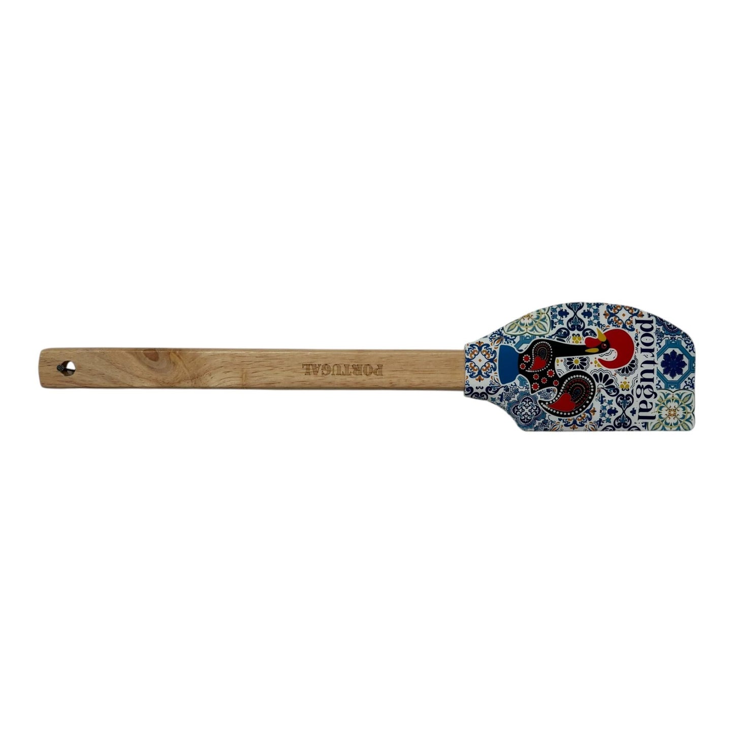 Portugal Azulejo Pattern Silicone Spatula: Wooden Handle Kitchen Decor