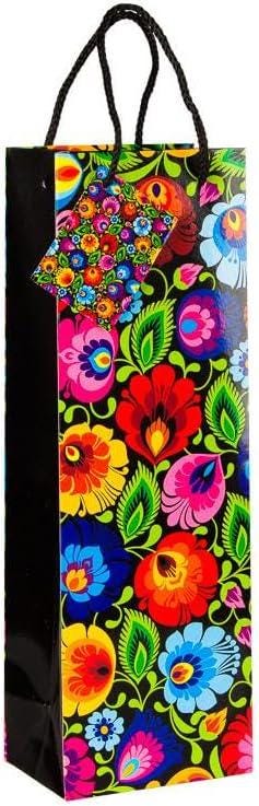 Paper Gift Bags with Small Greeting Card with Polish Folk Art Designs , Shopping Bags for Parties, Memorable Tourist Gift