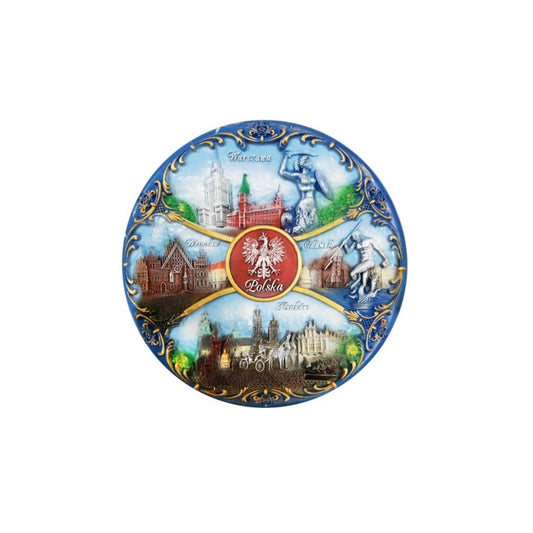 Poland Decorative Plate Ceramic with Stand, Vintage Style, Home Office Wall Decoration, Souvenir & Gift from Poland (15-20 cm)