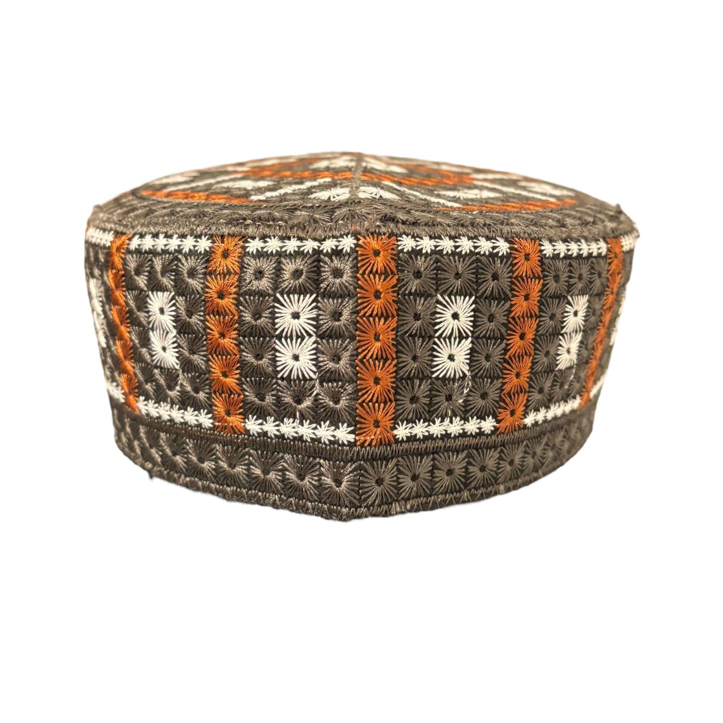 Turkish Kufi Sufi Artist Sindhi Balochi Topi - Trendy Colorful Topi - Handmade Embroidery Round Hat with Tiny Holes (Size 58 cm)