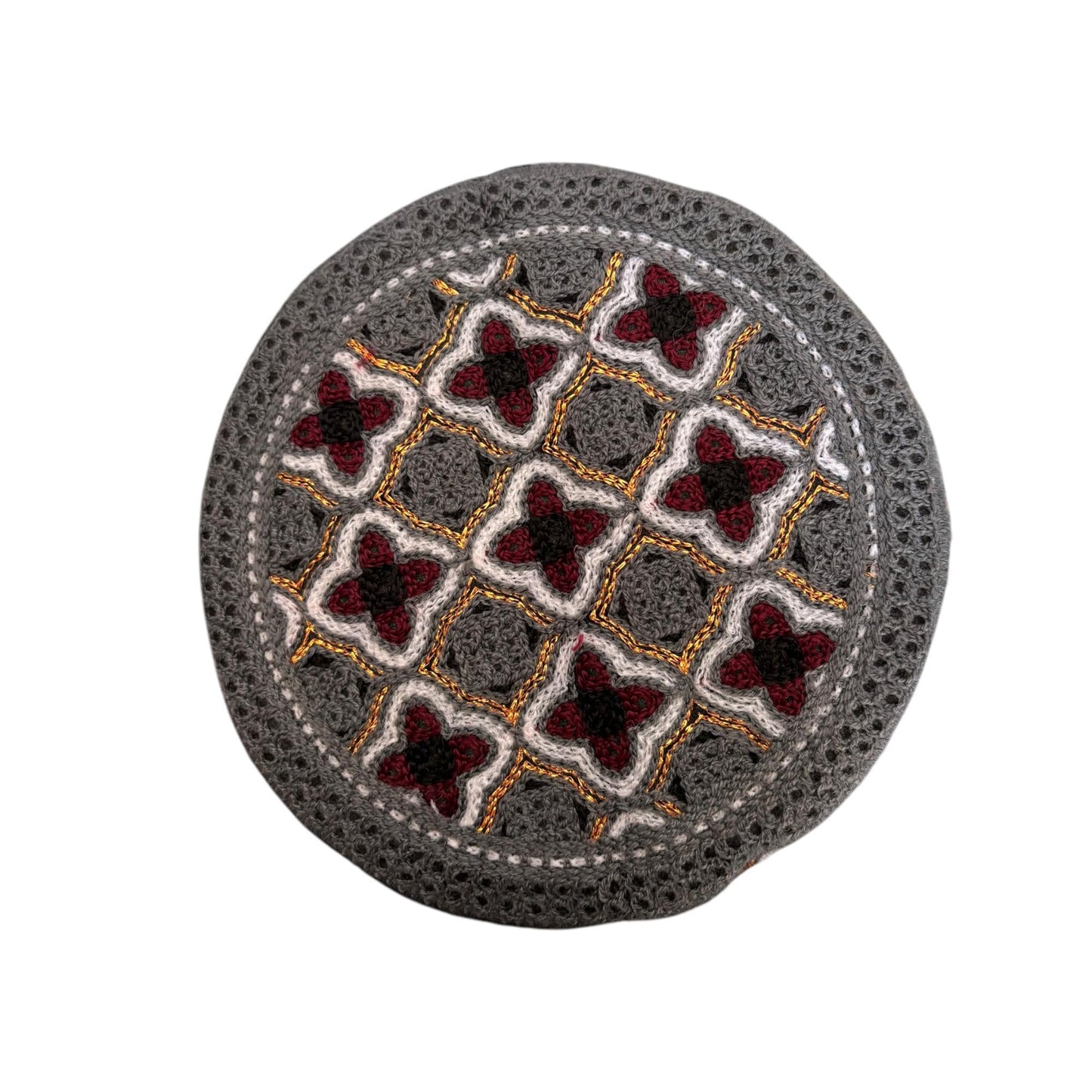 Kufi Sufi Artist Sindhi Balochi Topi - Trendy Traditional Vibrant Colorful Topi - Handmade Embroidery Round Hat (Size 55cm)
