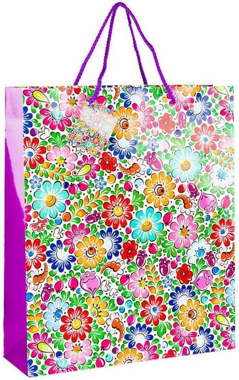 Paper Gift Bags with Small Greeting Card with Polish Folk Art Designs , Shopping Bags for Parties, Memorable Tourist Gift
