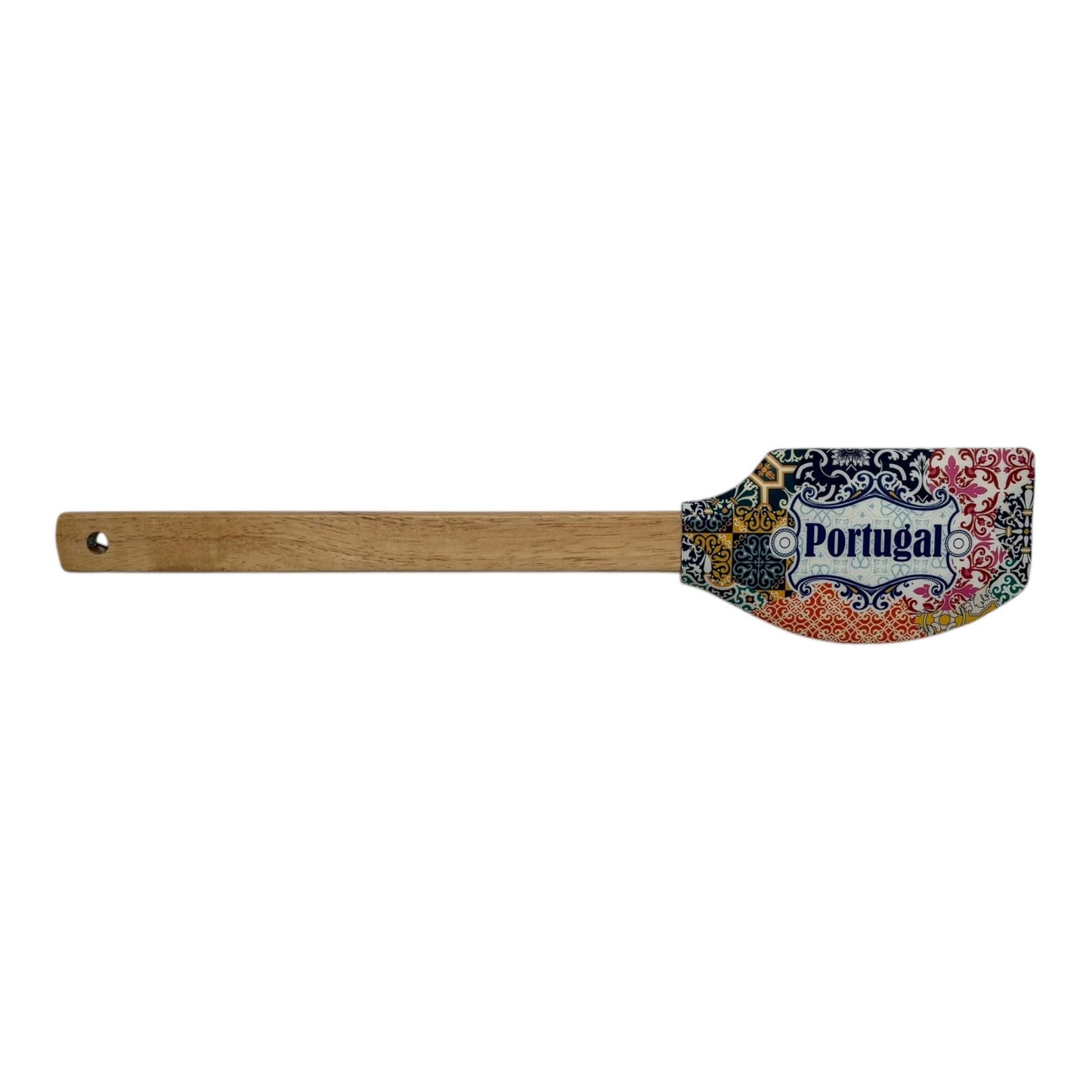 Portugal Azulejo Pattern Silicone Spatula: Wooden Handle Kitchen Decor