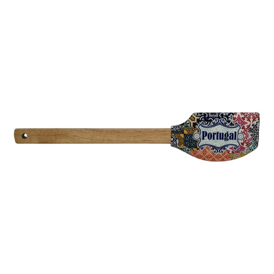 Portugal Azulejo Pattern Silicone Spatula: Wooden Handle Kitchen Decor