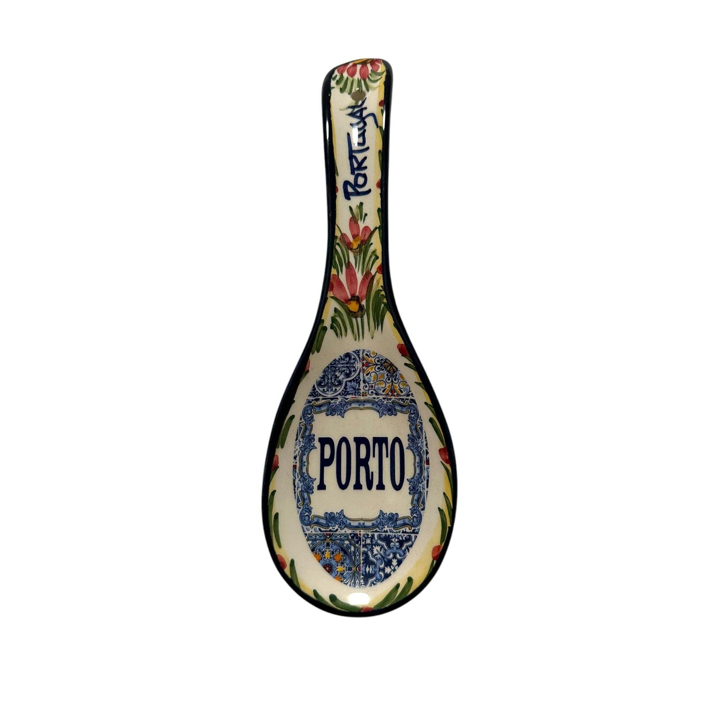 Portugese Pottery Hand Painted Spoon - Ceramic Kitchen Serving Spoon or Wall Hanging Decoration