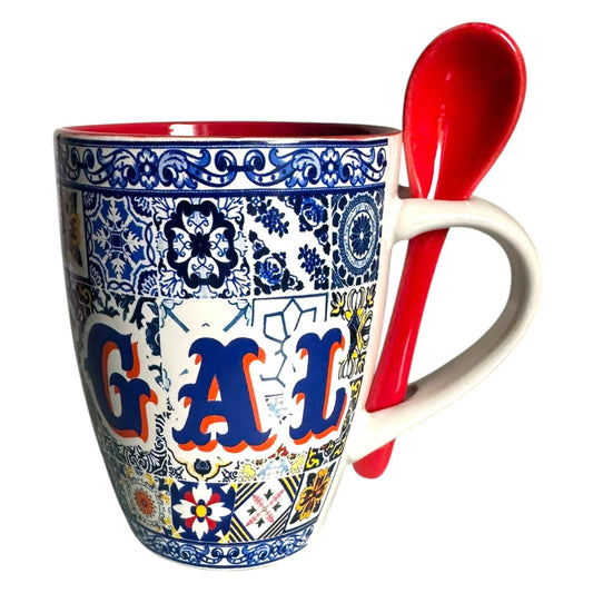 Portugal Azulejo Cup Tea Mug with Spoon in Colorful Azulejo Cardboard Packing - Beautiful Gift from Portugal