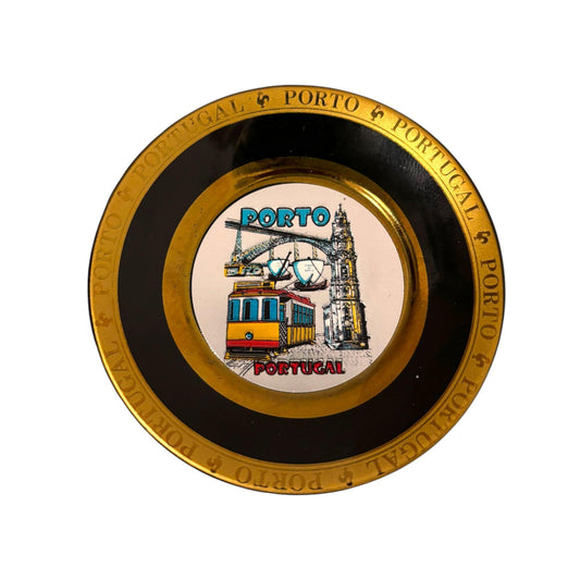 Portugal Gold Plated Ceramic Decoration Plate with Stand - Portugese Famous Monuments Kitchen Home Cafe Decoration