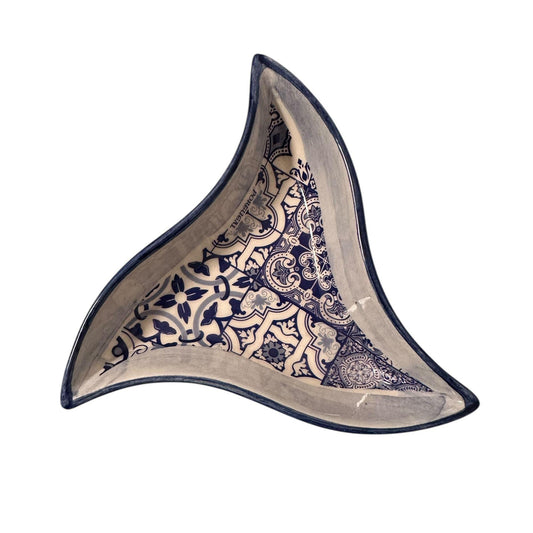 Portugal Hand Painted Pottery Star Tray Triangle Shape - Ceramic Serving Tray for Olives Sauces Beautiful Gift Made In Portugal