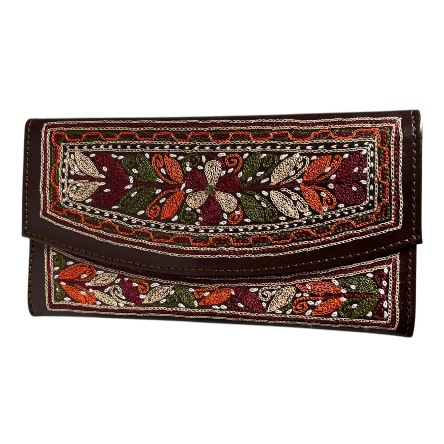 Authentic Balochi Sindhi Handmade Embroidered Mirror Work Leather Clutch Bag Wallets Beautiful Souvenir from Pakistan