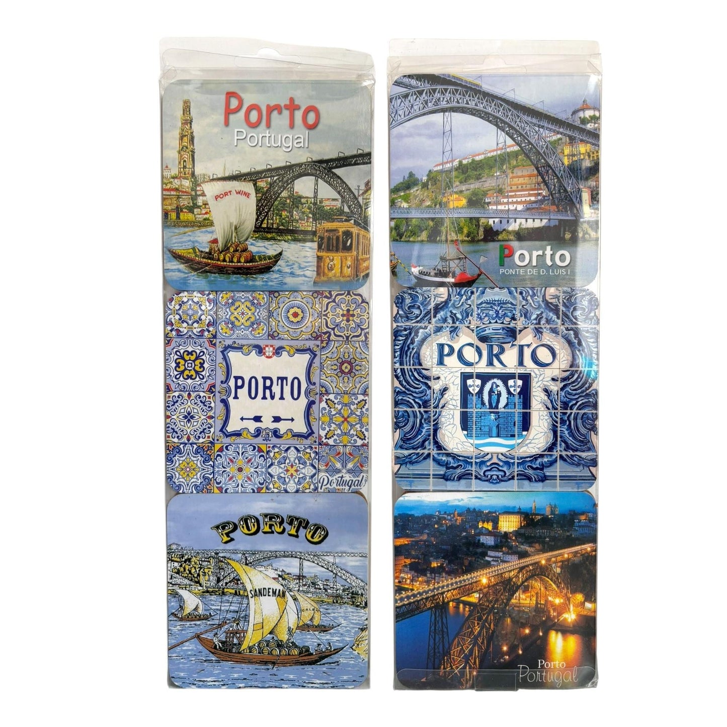 Cork Coffee Tea Square Coaster - Beautiful Monuments of Porto Portugal - Tourist Souvenir Gift from Portugal (Set of 6)
