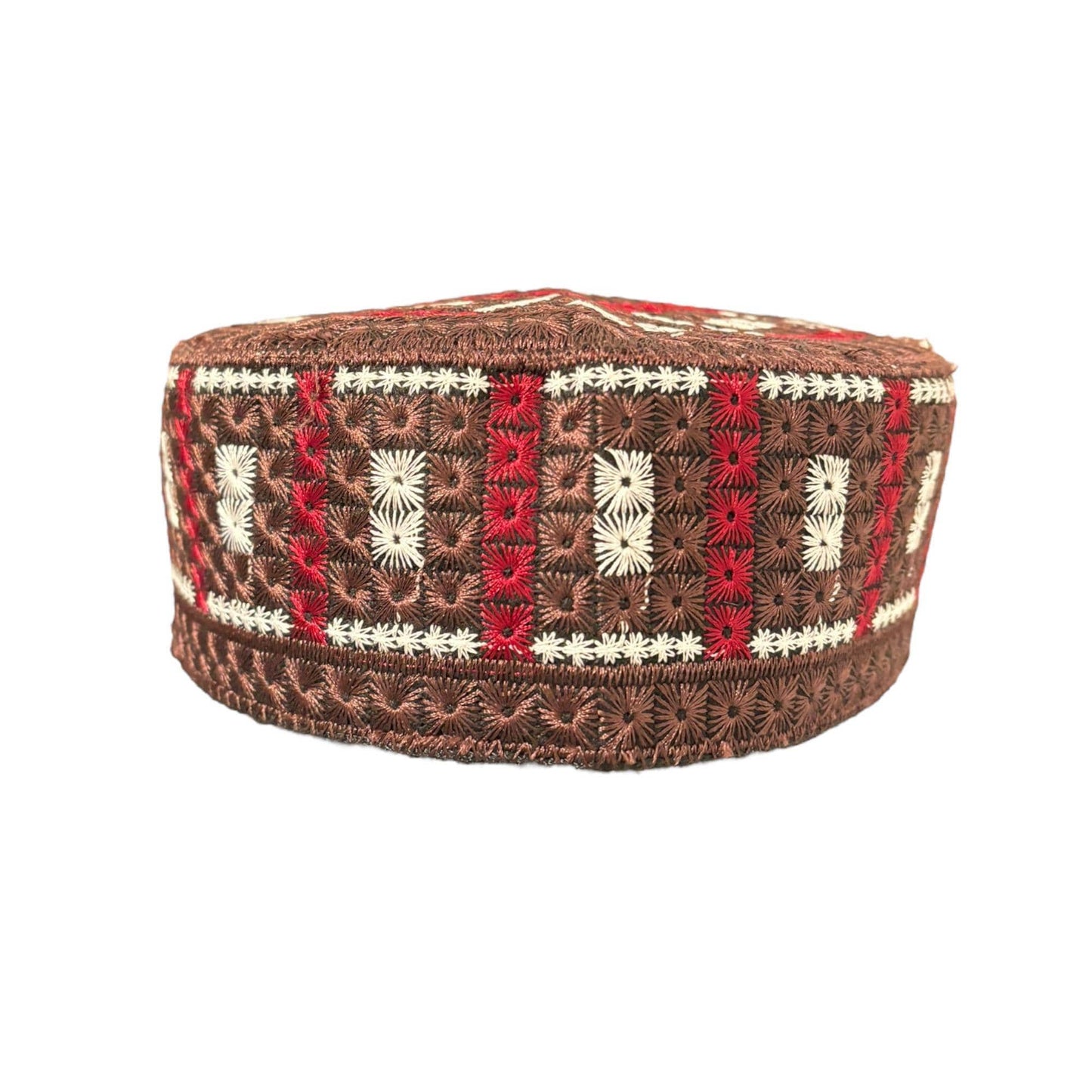 Turkish Kufi Sufi Artist Sindhi Balochi Topi - Trendy Colorful Topi - Handmade Embroidery Round Hat with Tiny Holes (Size 58 cm)