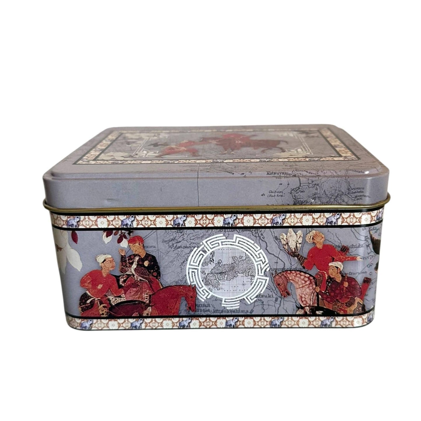 Ancient Historical Emperor Design Metal Tin Canister for Multi Purpose Storage - Beautiful Souvenir from Portugal