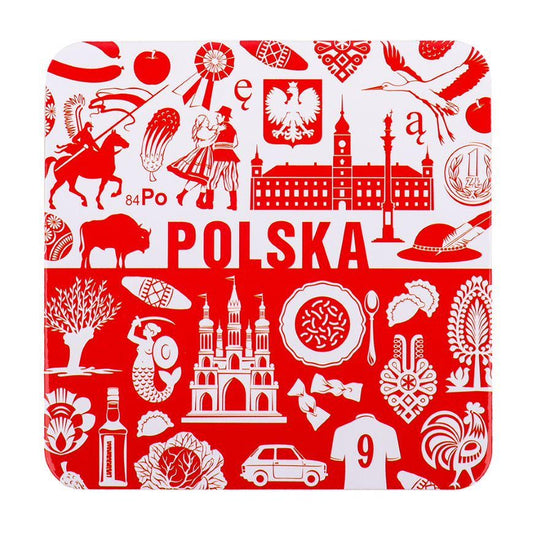 Floral Cork Pads Tea Coffee Coasters with Poland Folk Art Designs Table Decorations from Poland - Set of 4