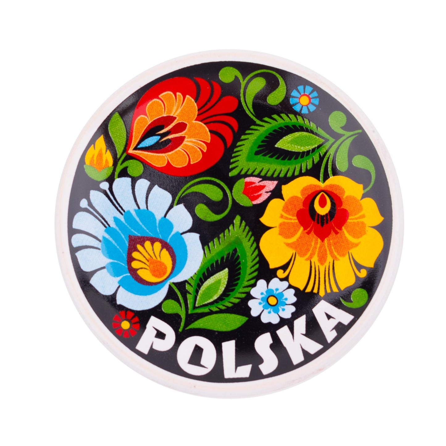 Round Glass & Ceramic Fridge Magnets Folk Patterns from Poland