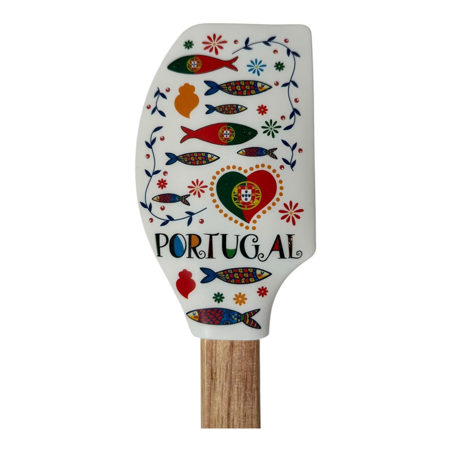 Portugal Azulejo Pattern Silicone Spatula: Wooden Handle Kitchen Decor