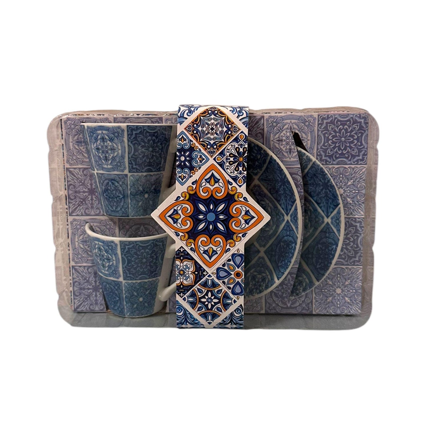 Portugal Azulejos Hand Painted Espresso Set of 2 Cups with Saucer , Tea Coffee Espresso Cups In Gift Box Beautiful Gift from Portugal