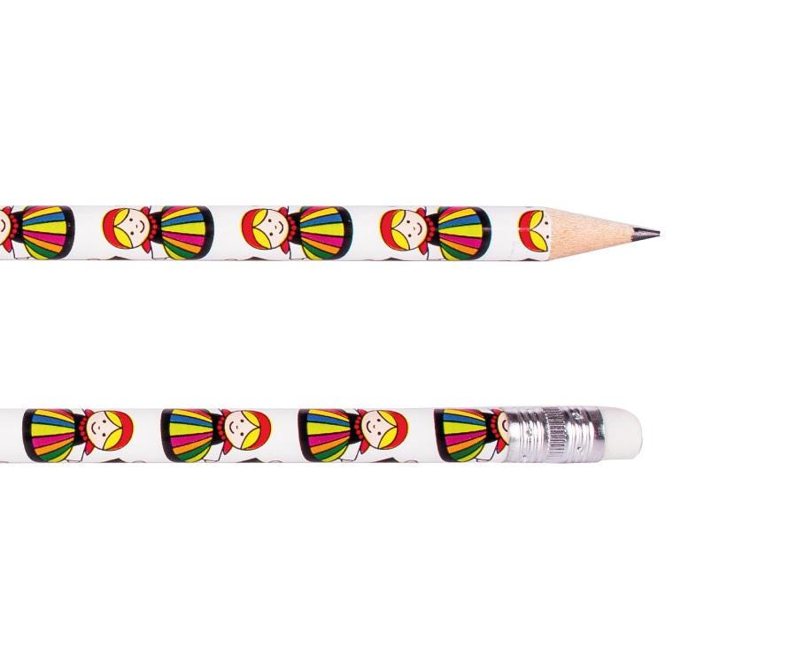Pencils with Eraser Poland Folk Stylized Decorations Pencils with Vivid Colors and Interesting Compositions (Set of 9 Pencils)
