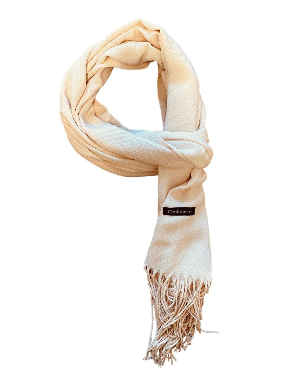 Cashmere Scarves and Shawls – Soft Scarves In Solid Plain Colors, Large Cashmere Scarf with Fringed Edges ( L 170 × W 68 cm)