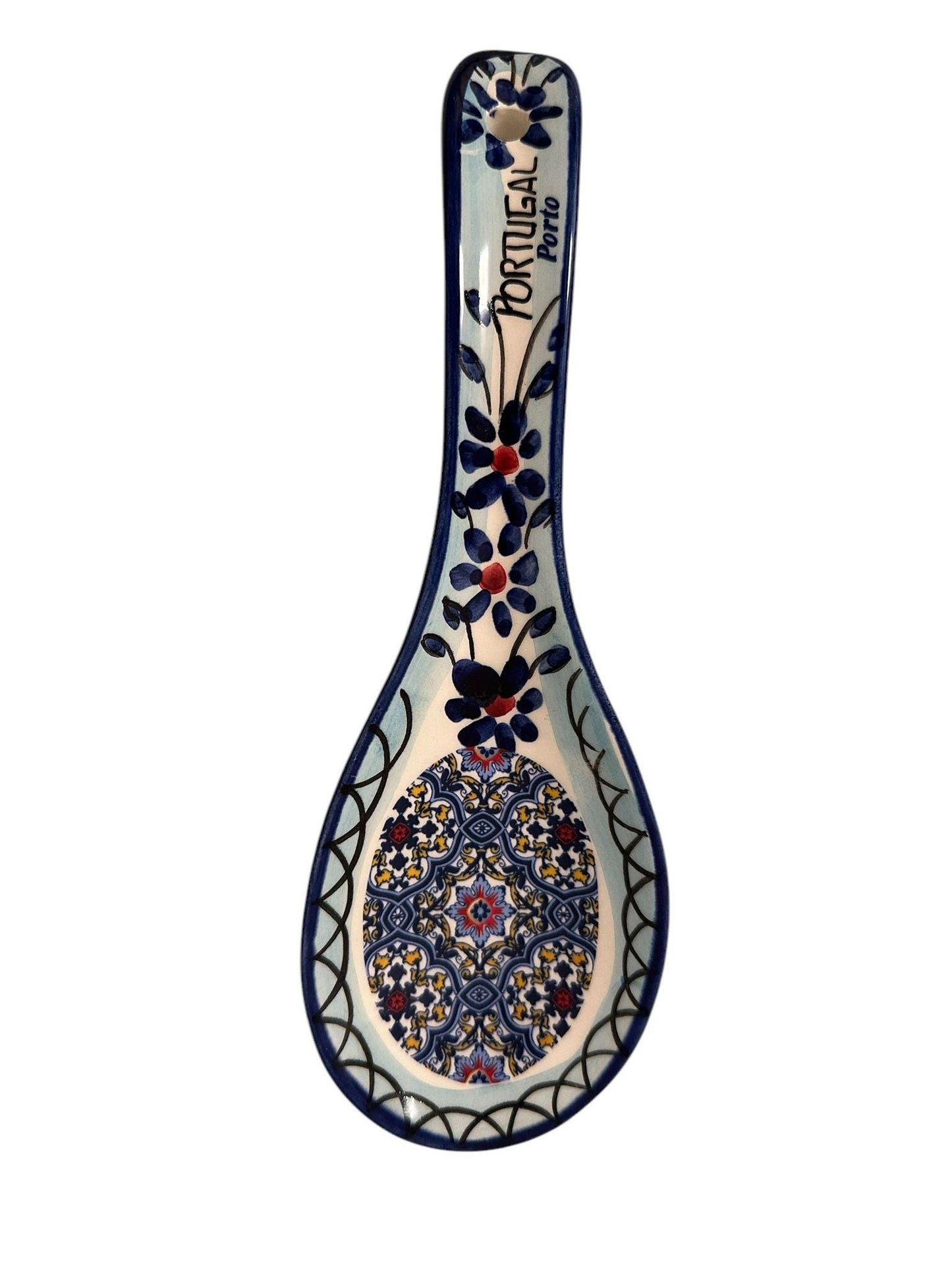 Portugese Pottery Hand Painted Spoon - Ceramic Kitchen Serving Spoon or Wall Hanging Decoration