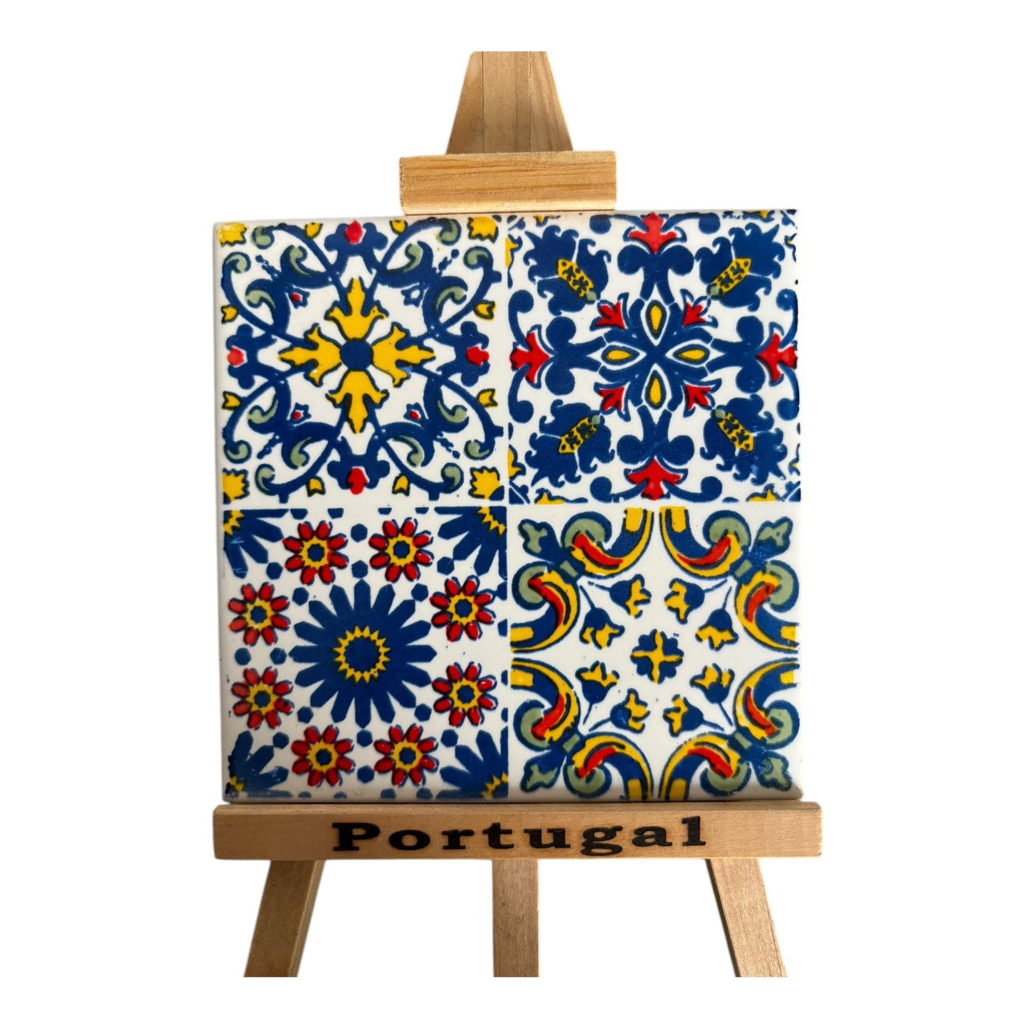 Portugal Ceramic Azulejo Tiles With Wooden Stand Portugese Pottery Home & Wall Decoration Beautiful Gift Souvenir from Portugal