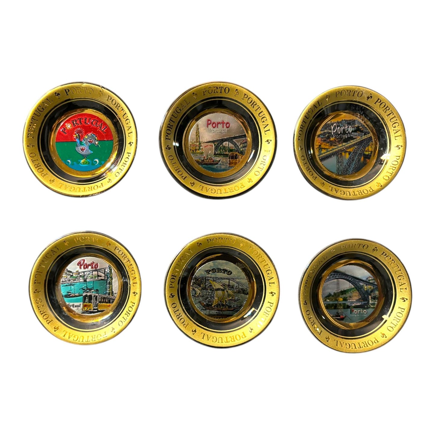 Portugal Ceramic Fridge Magnet: Gold Plated Portuguese Souvenir