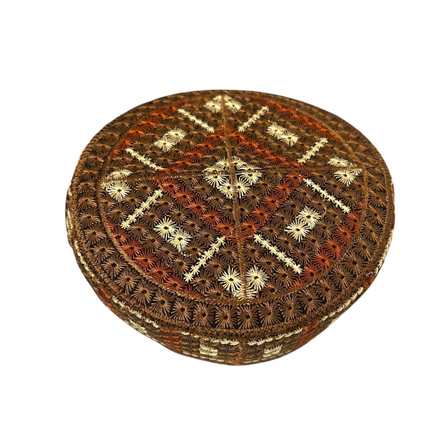 Turkish Kufi Sufi Artist Sindhi Balochi Topi - Trendy Colorful Topi - Handmade Embroidery Round Hat with Tiny Holes (Size 58 cm)