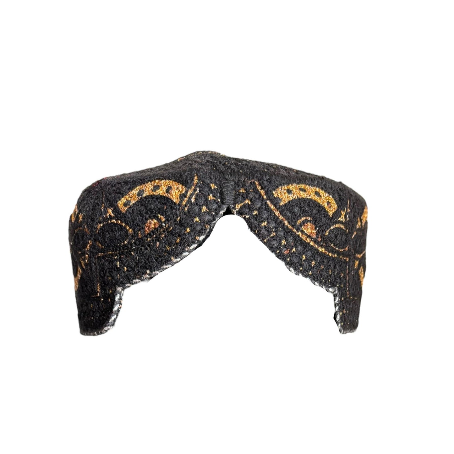Sindhi Kufi Sufi Artist Topi - Trendy Unisex Hat - Handmade Embroidery Front Cut Cap - Golden Arch Pattern - (55 to 58 cm)