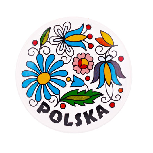 Round Glass & Ceramic Fridge Magnets Folk Patterns from Poland