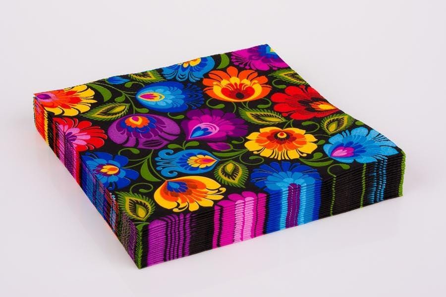 Polish Folk Art Paper Napkins: Floral Design, 3-Ply (Set of 20)
