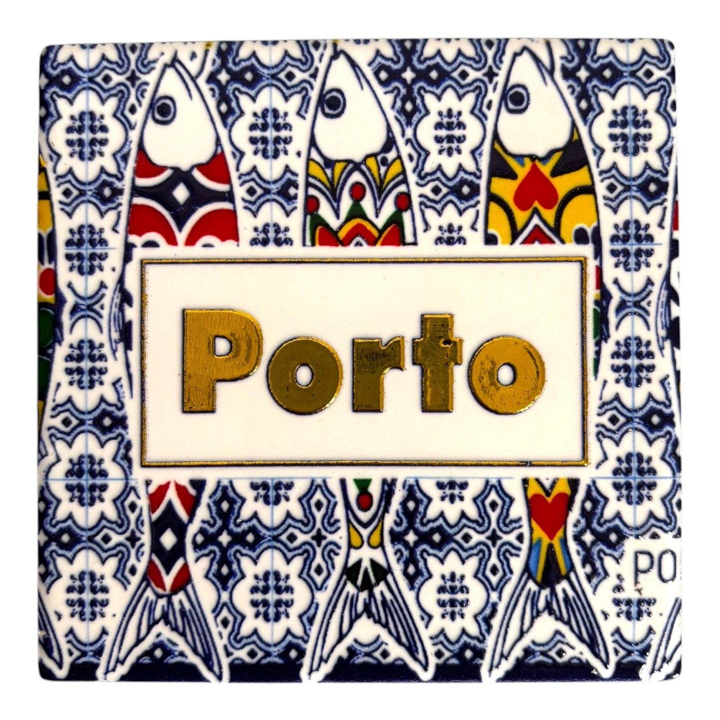 Portugal Ceramic Coasters with Cork Base Heat Resistant - Embedded Portugese Monuments & Azulejo Designs Made in Portugal (Square)