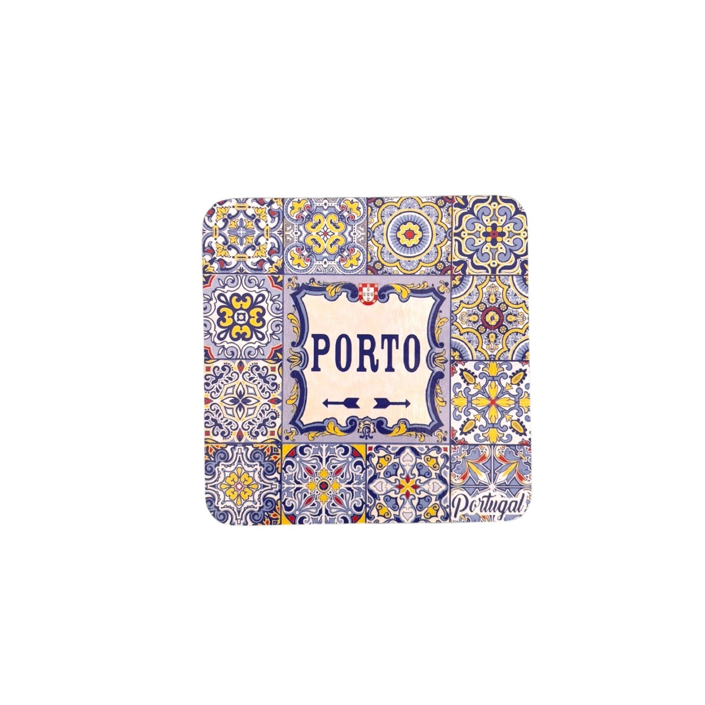 Cork Coffee Tea Square Coaster - Beautiful Monuments of Porto Portugal - Tourist Souvenir Gift from Portugal (Set of 6)