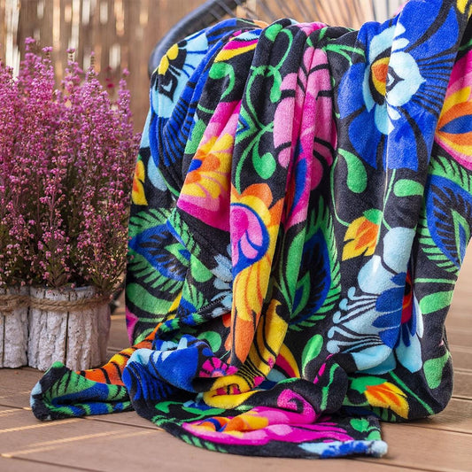 Floral Throw Blanket: Polish Folk Art Blanket (150x200 cm)