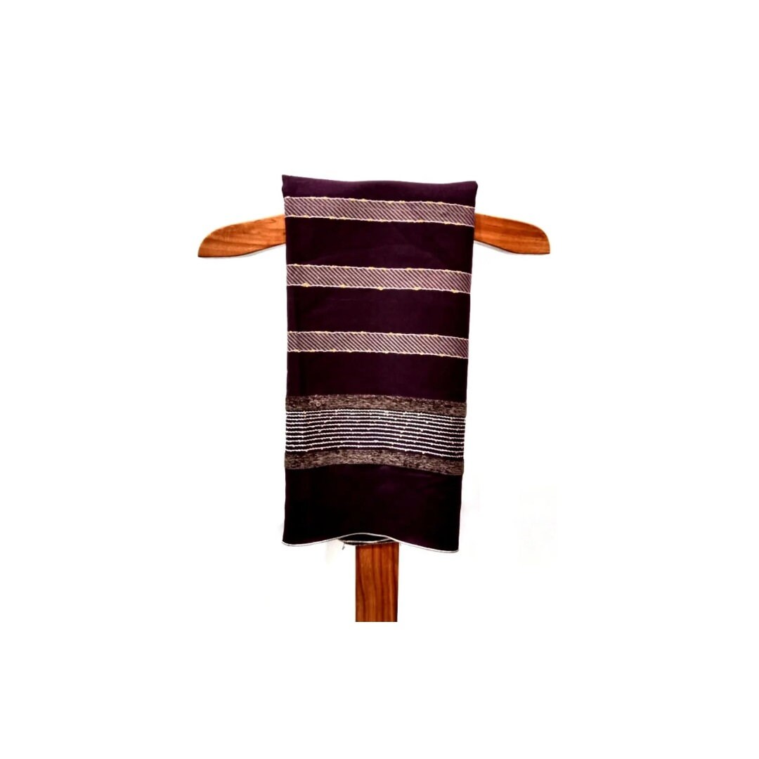 Woolen Shawls With Velvet Patch - Large Scarf for Women's & Girls ( L 82 x W 41 Inch )
