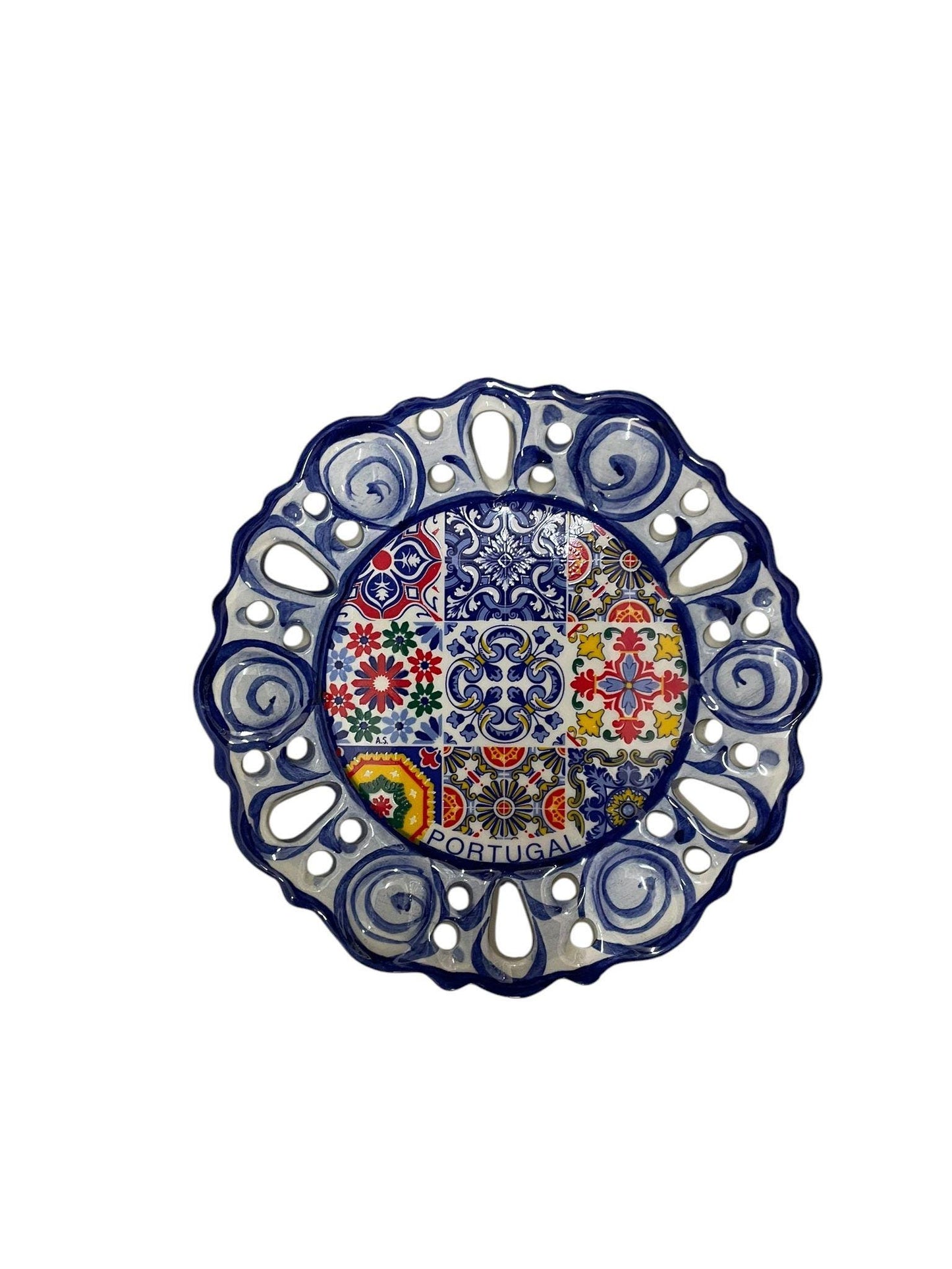 Portugal Azulejos Hand Painted Round Ceramic Plate Wall Decor Hanging Portugese Azulejoes Pottery Beautiful Gift from Portugal