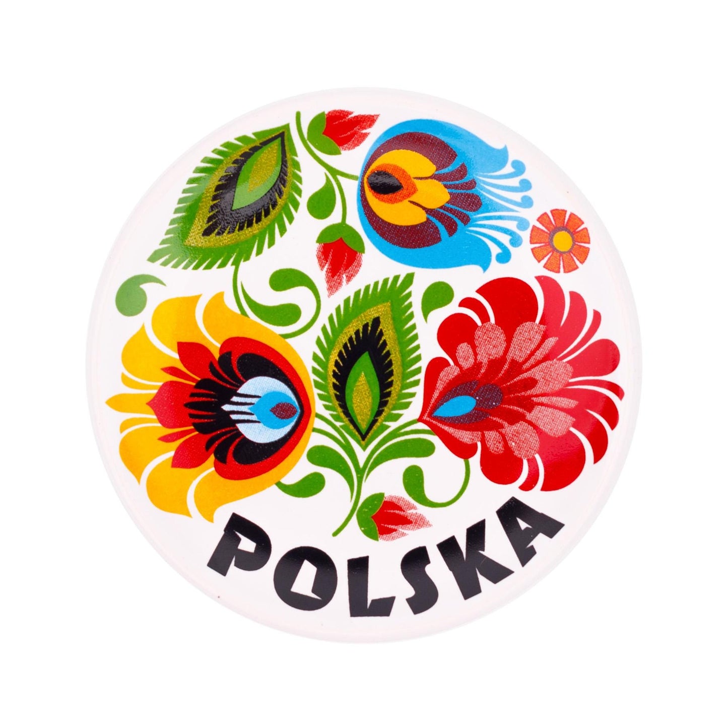 Round Glass & Ceramic Fridge Magnets Folk Patterns from Poland