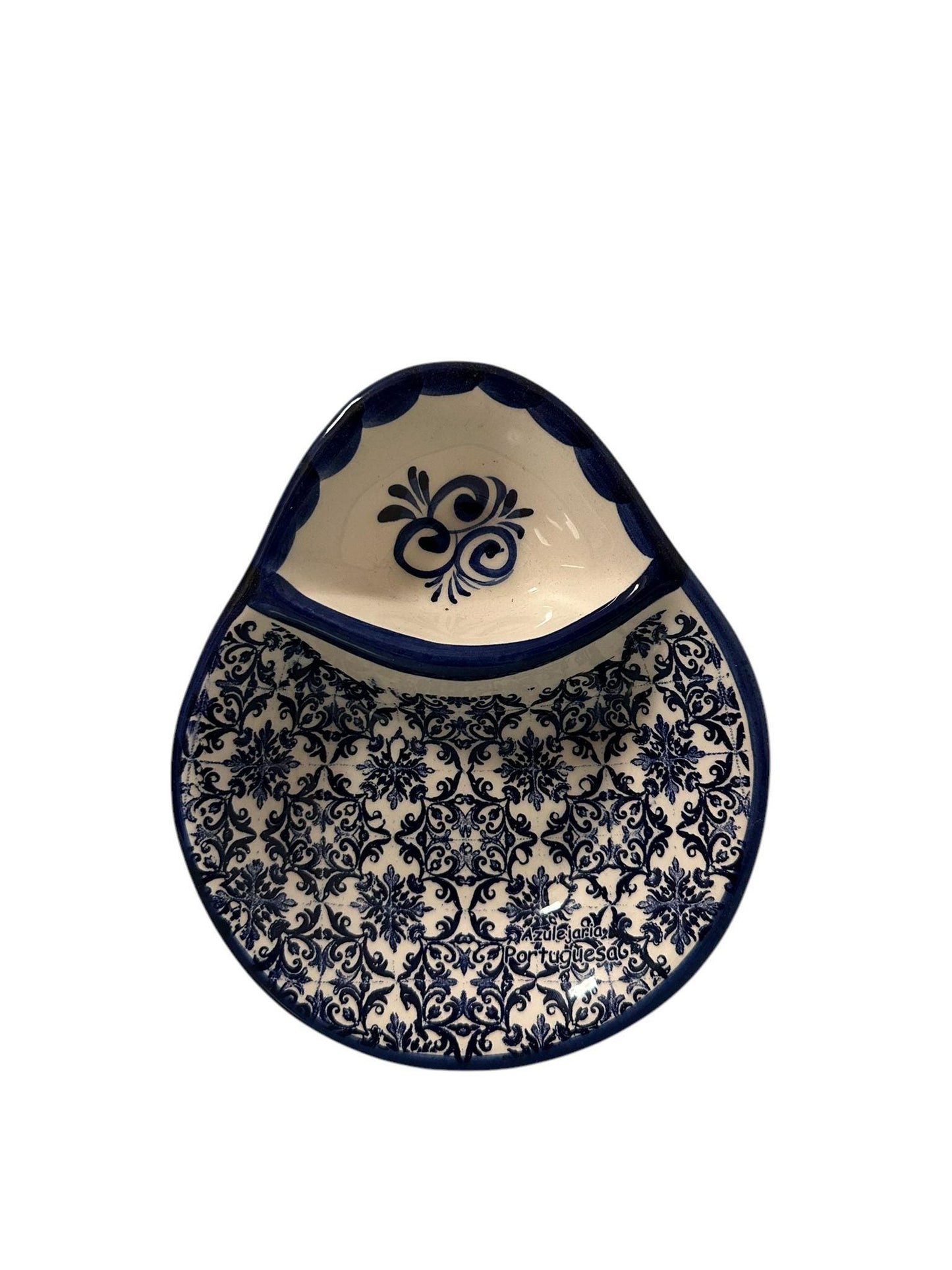 Portugal Hand Painted Pottery Olive Dish/Tray with Triangle Shape Pit Holder - Ceramic Dish Plate Tray for Olives Sauces Salad