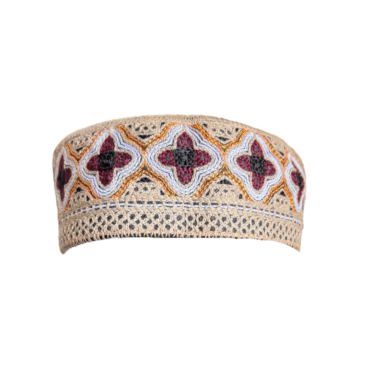 Kufi Sufi Artist Sindhi Balochi Topi - Trendy Traditional Vibrant Colorful Topi - Handmade Embroidery Round Hat (Size 55cm)