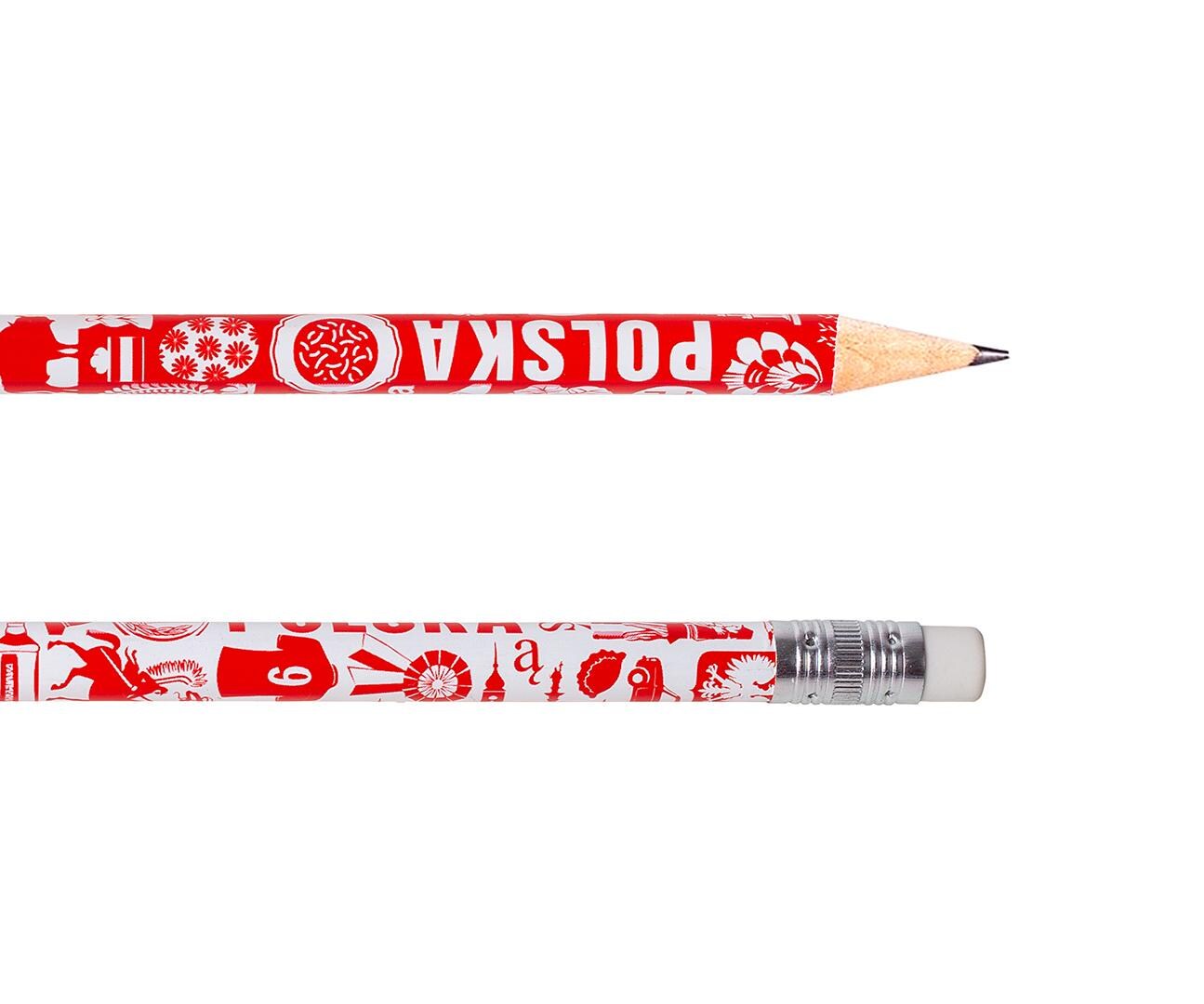 Pencils with Eraser Poland Folk Stylized Decorations Pencils with Vivid Colors and Interesting Compositions (Set of 9 Pencils)