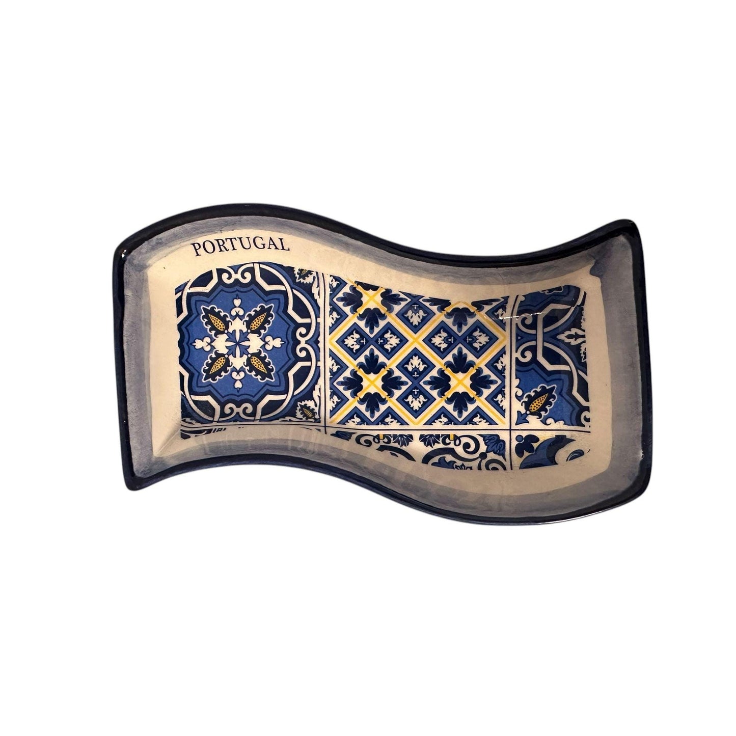 Portugal Hand Painted Pottery Olive Tray Rectangle Shape - Ceramic Serving Tray for Olives Sauces Salad Made In Portugal