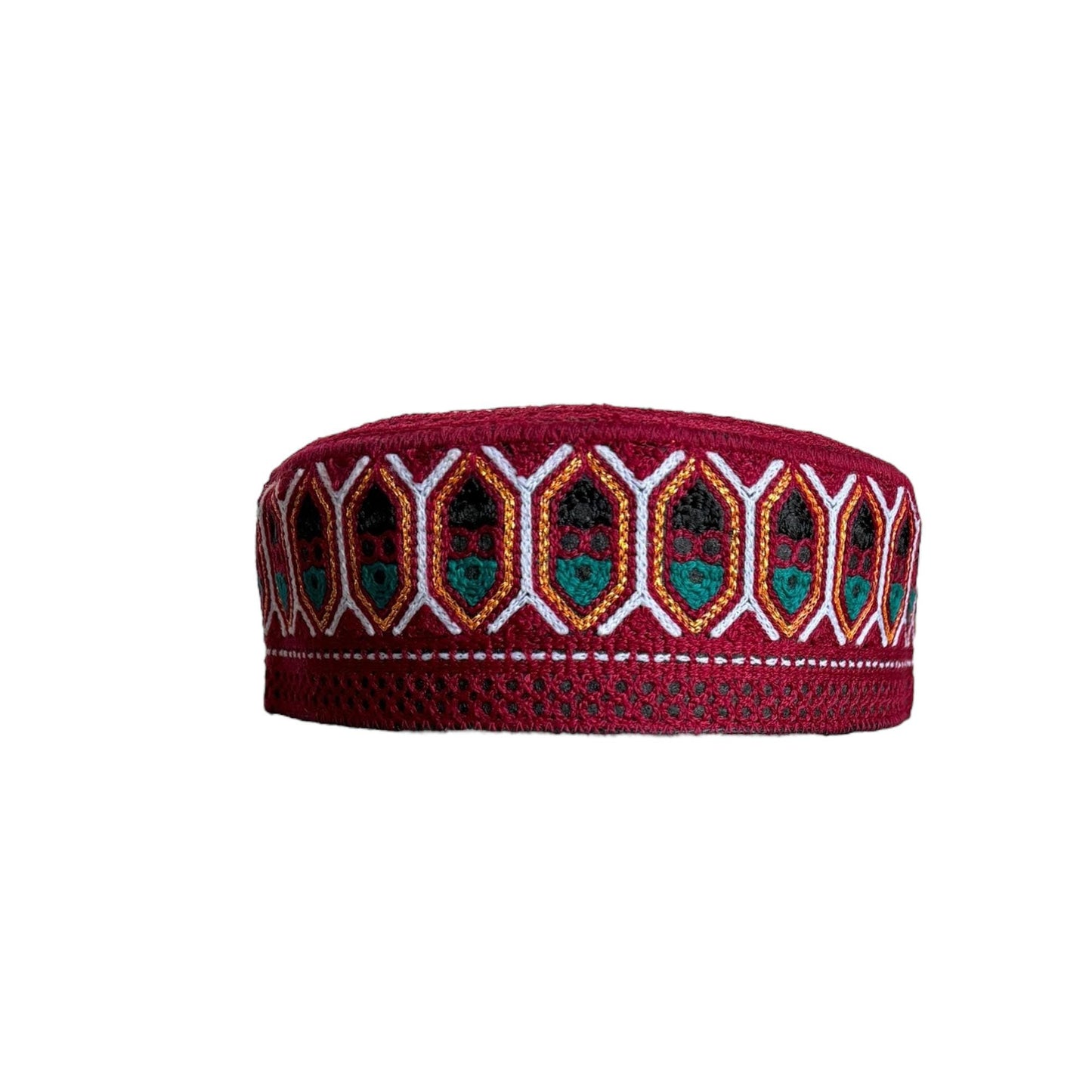 Kufi Sufi Artist Sindhi Balochi Topi - Trendy Traditional Vibrant Colorful Topi - Handmade Embroidery Round Hat (Size 55cm)