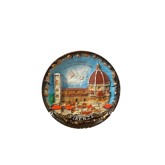 Italy Decorative Plate Vintage Style Hand Painted 3D Poly Ceramic  with Italy Landmarks from Italy (5.9 Inch or 15cm)